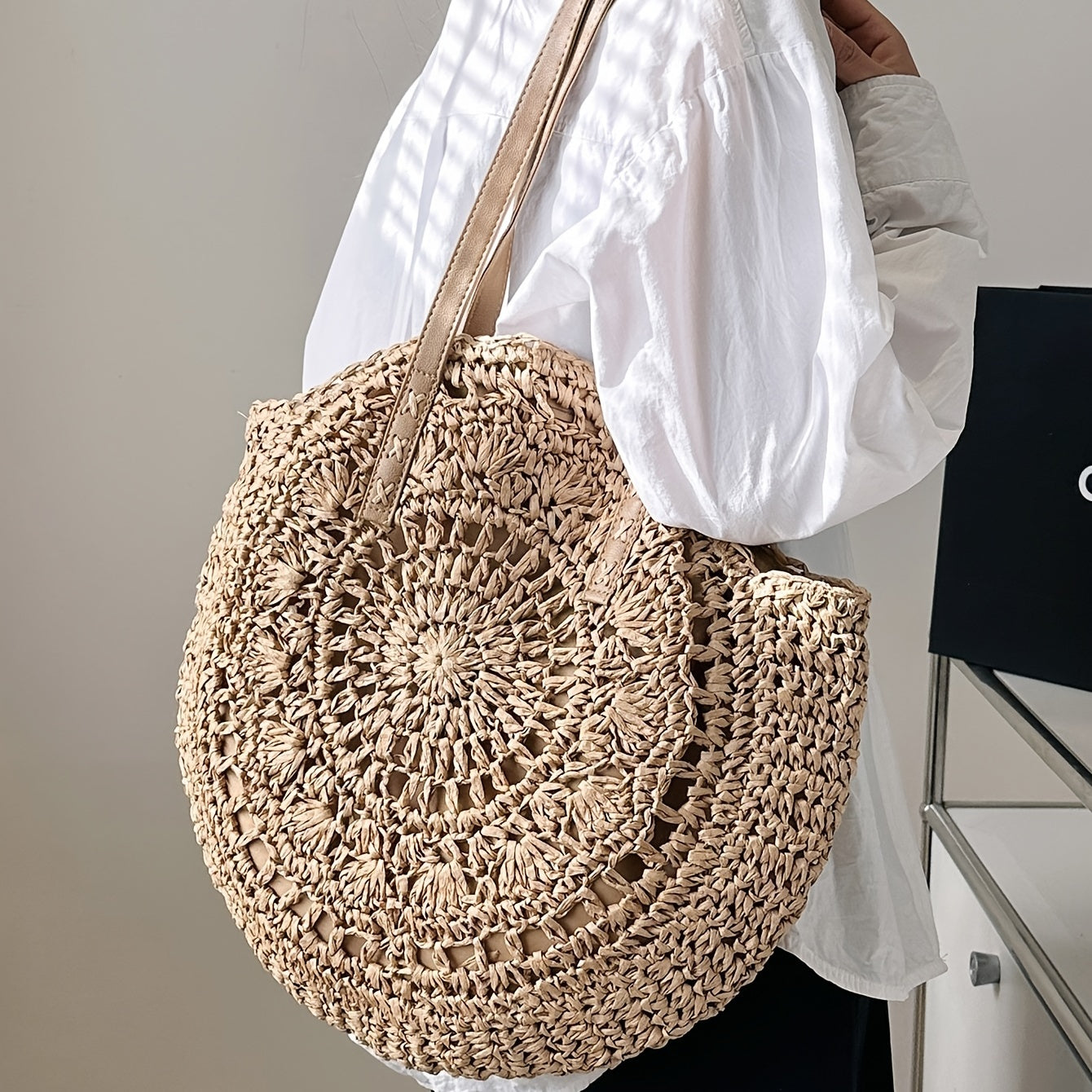 Casual Woven Straw Tote Bag