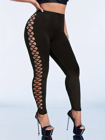 Leggings Skinny Rippés Taille Haute Femme - Confort Tout Saison