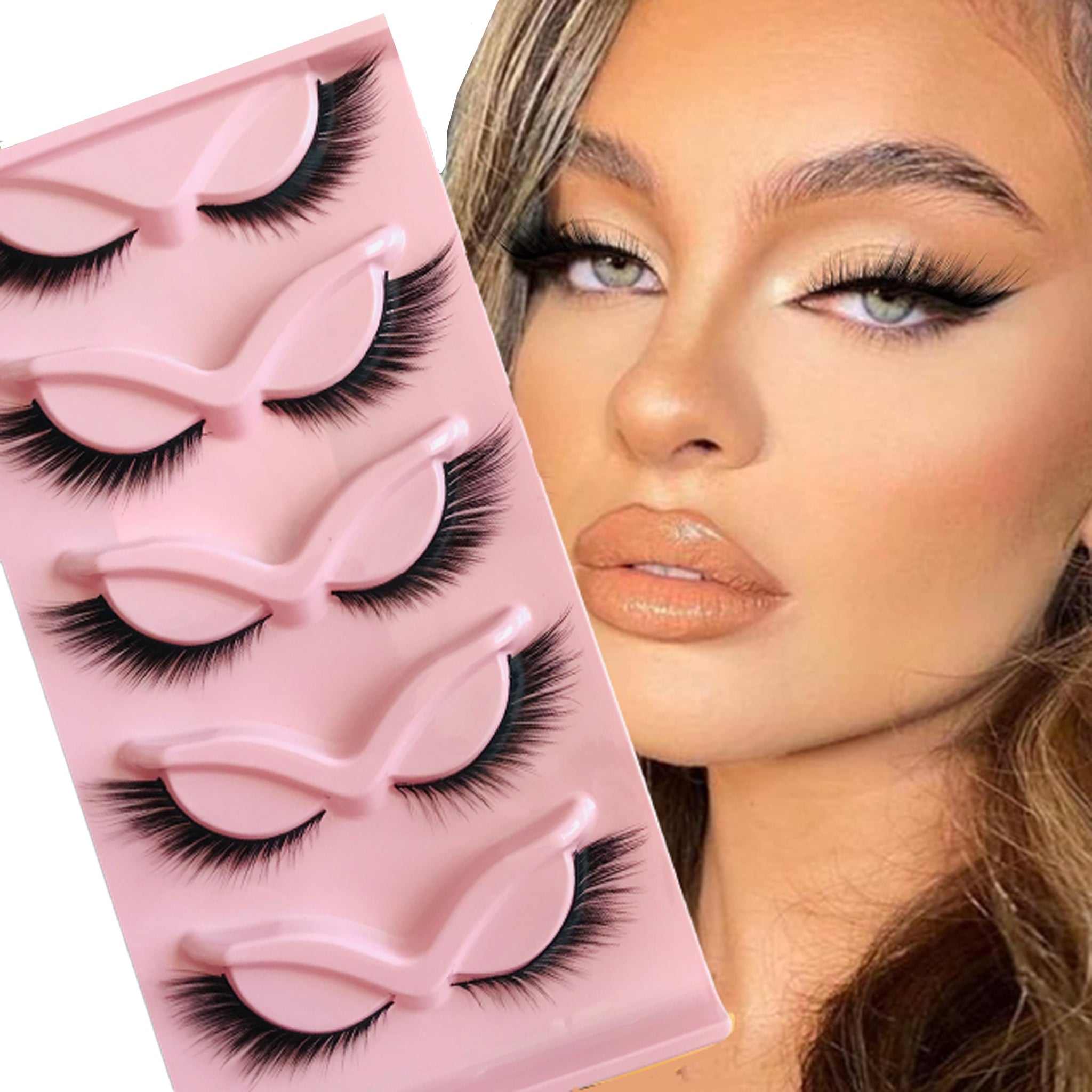 5 Paires de Faux Cils Luxueux Cat Eye - Super Dense et Fluffy