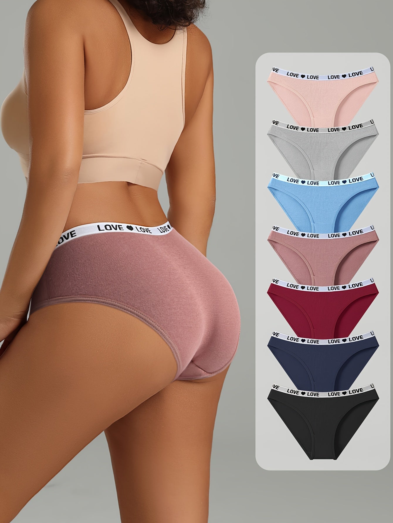 Pack of 7 Letter &amp; Heart Panties - Comfort &amp; Elegance