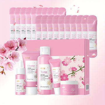 Coffret Soin Sakura 5pcs - Hydratation Quotidienne avec Acide Hyaluronique