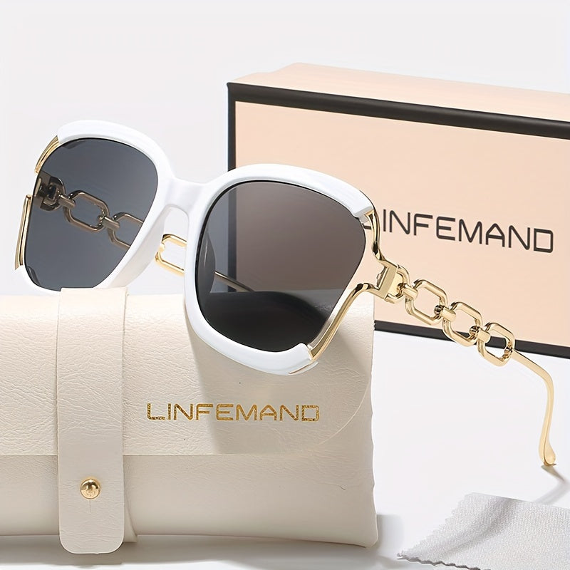 Semi-Rimless Fashion Glasses with Metal Chain - LINFEMAND