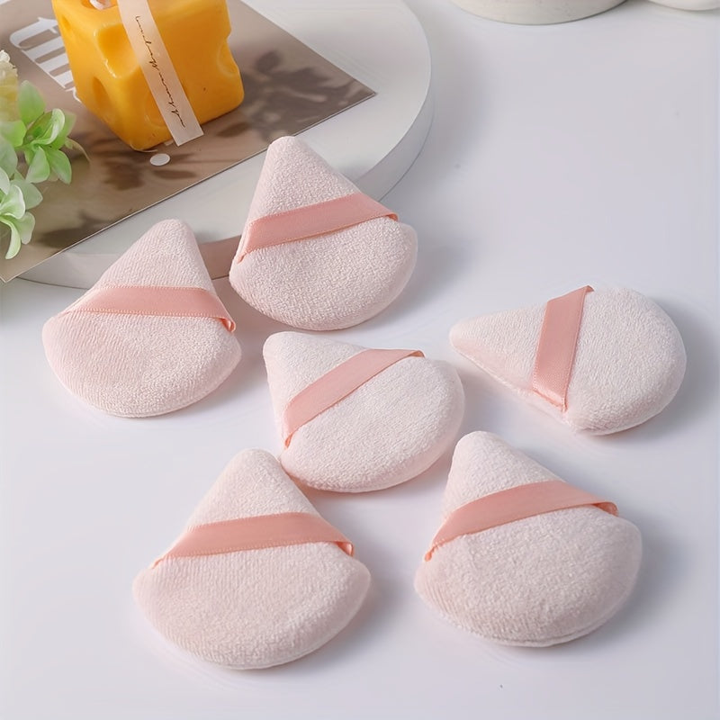 Soft Triangular Makeup Sponges - 6pcs with Pink Ribbon