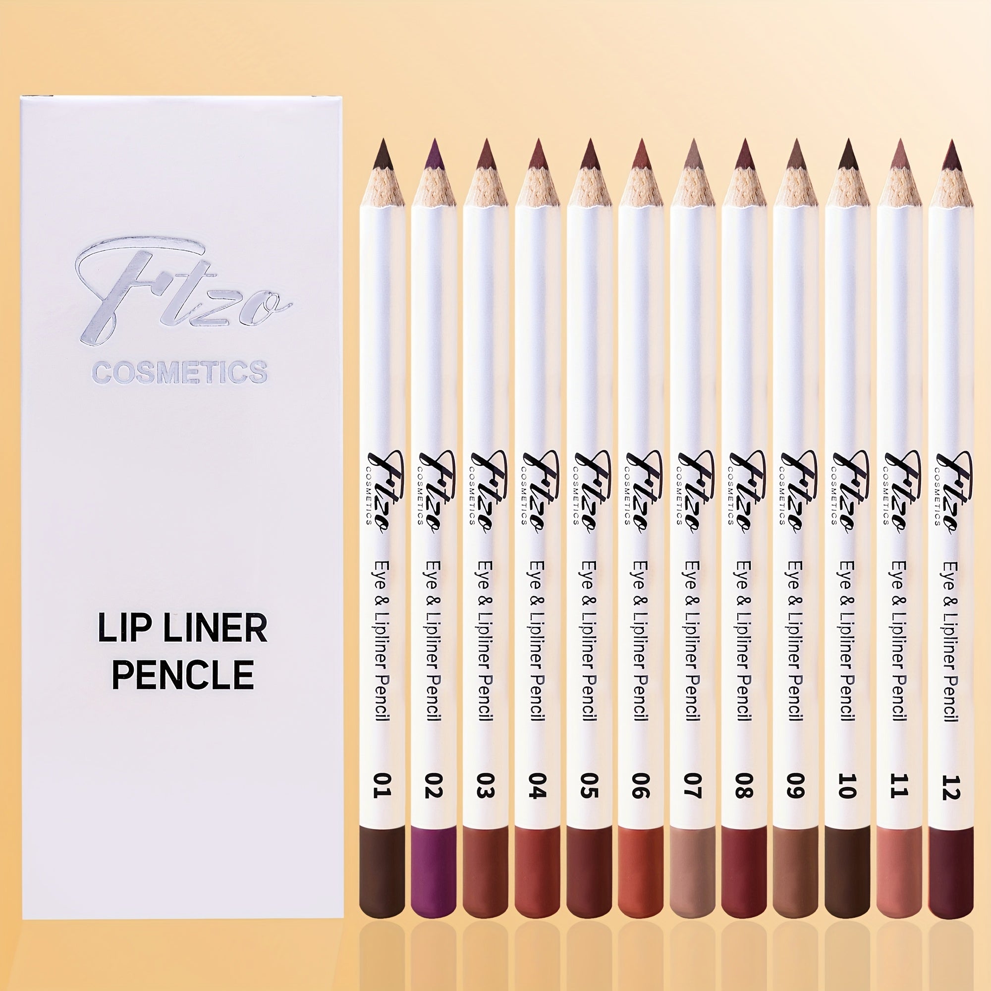 Set of 12 Matte Lip Pencils - Nude Shades for All Skin Tones