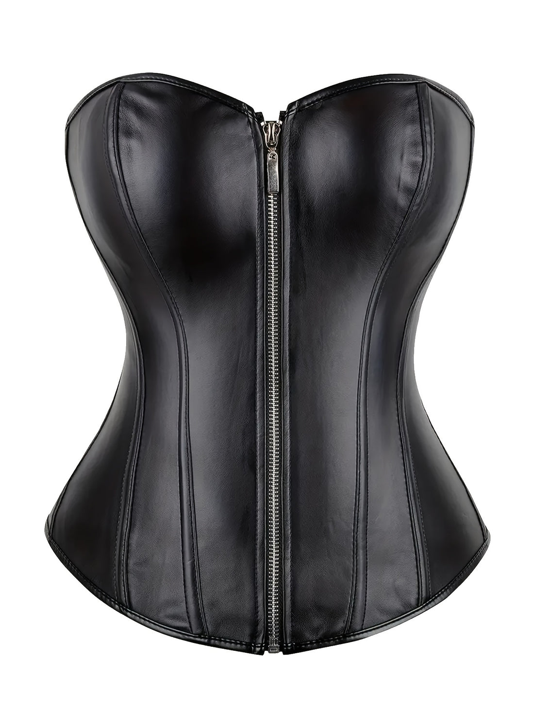 Corset Top Femme Élégant en Noir avec Fermeture Éclair