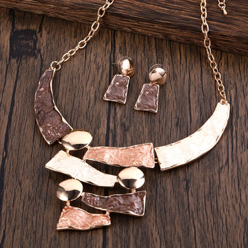 Bohemian Jewelry Set: Retro Geometric Earrings and Necklace