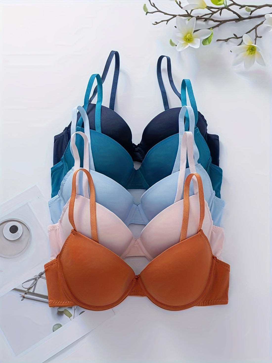 5pcs Sexy Push-Up Bras - High Support, Comfortable