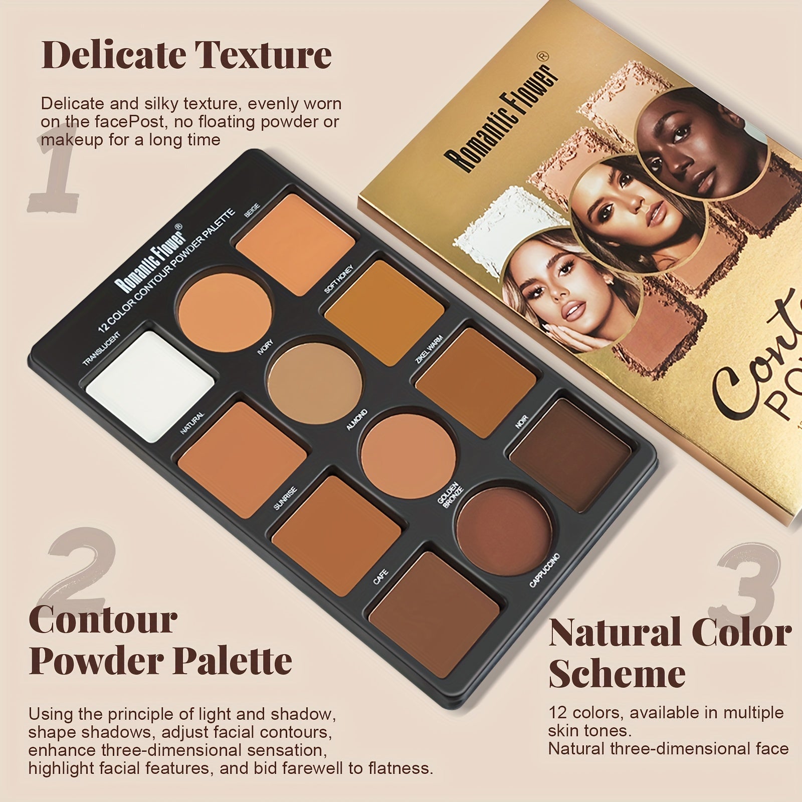 Bronzer Contour Highlighter Makeup Palette - 12 Colors