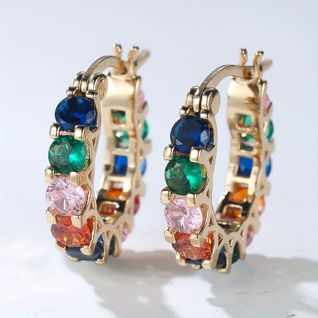 Colorful Geometric Synthetic Zircon Earrings for Women