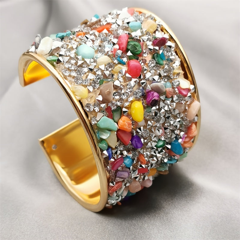 Colorful Rainbow Crystal Cuff Bracelet