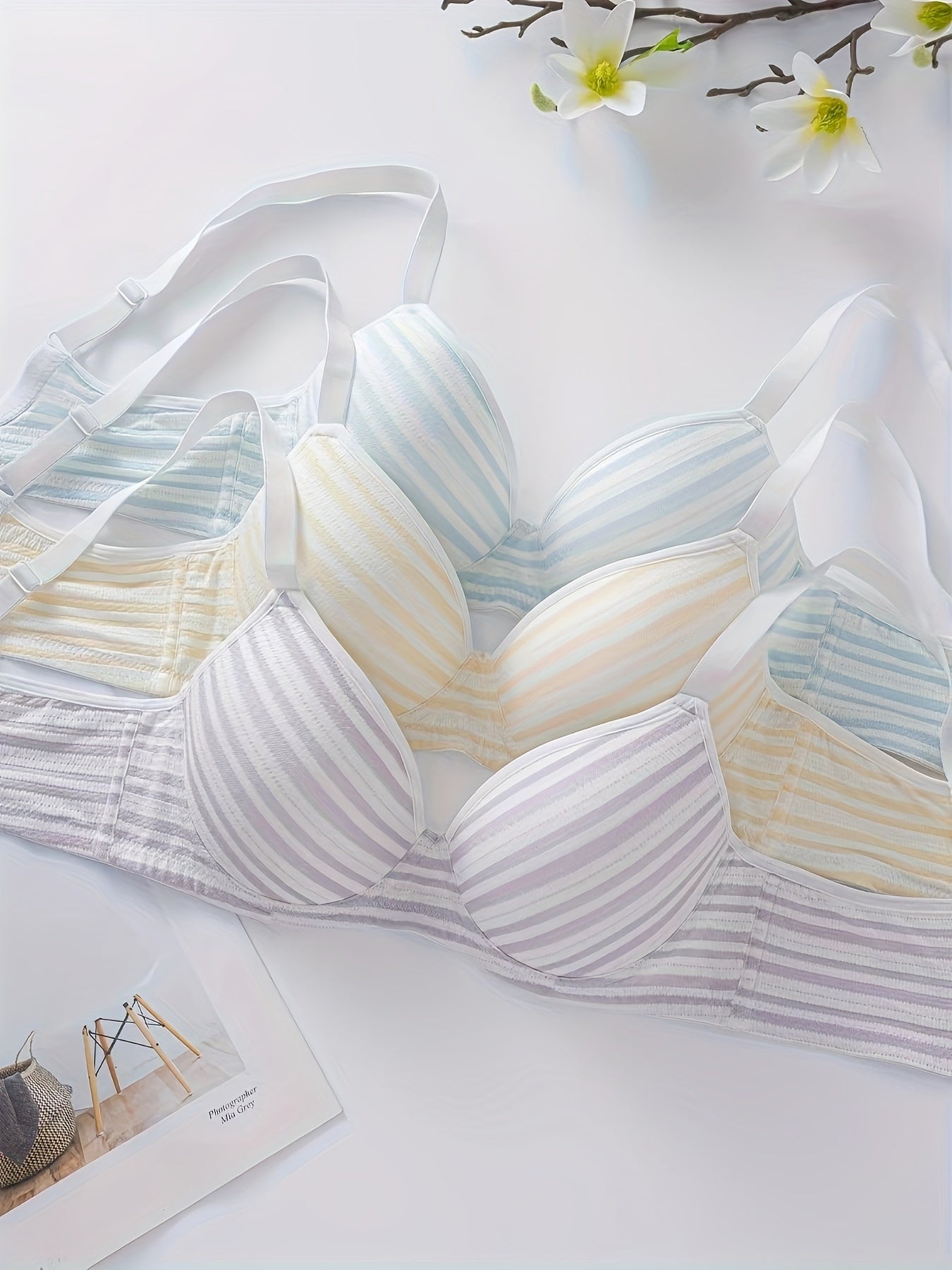 Elegant Striped Bras - Pack of 3