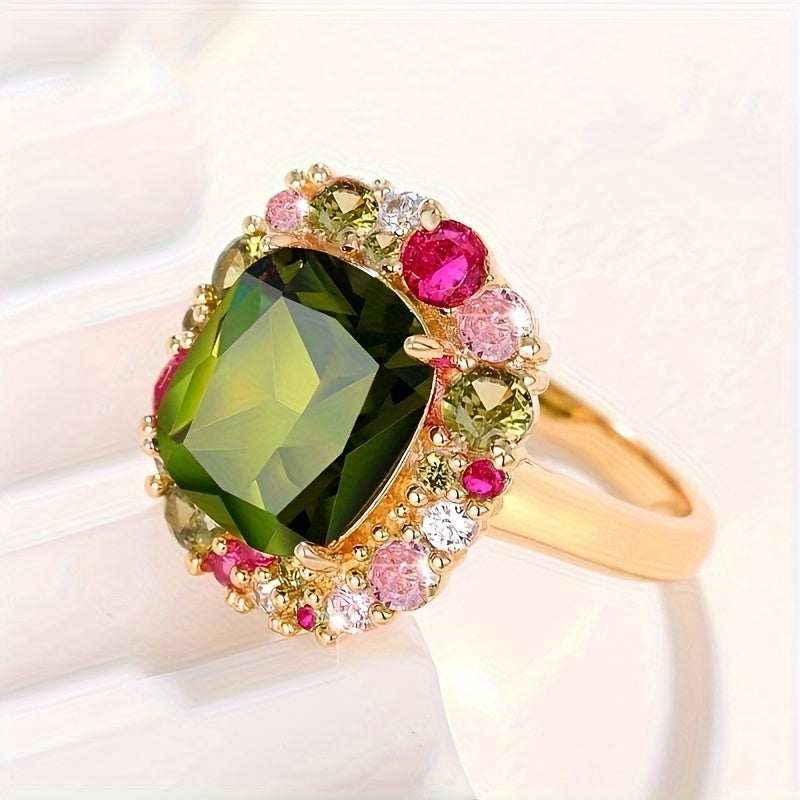 Elegant Engagement Ring with Gemstone Inlay