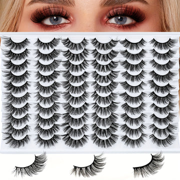 30 Paires de Faux Cils Noirs - Mix 3 Styles