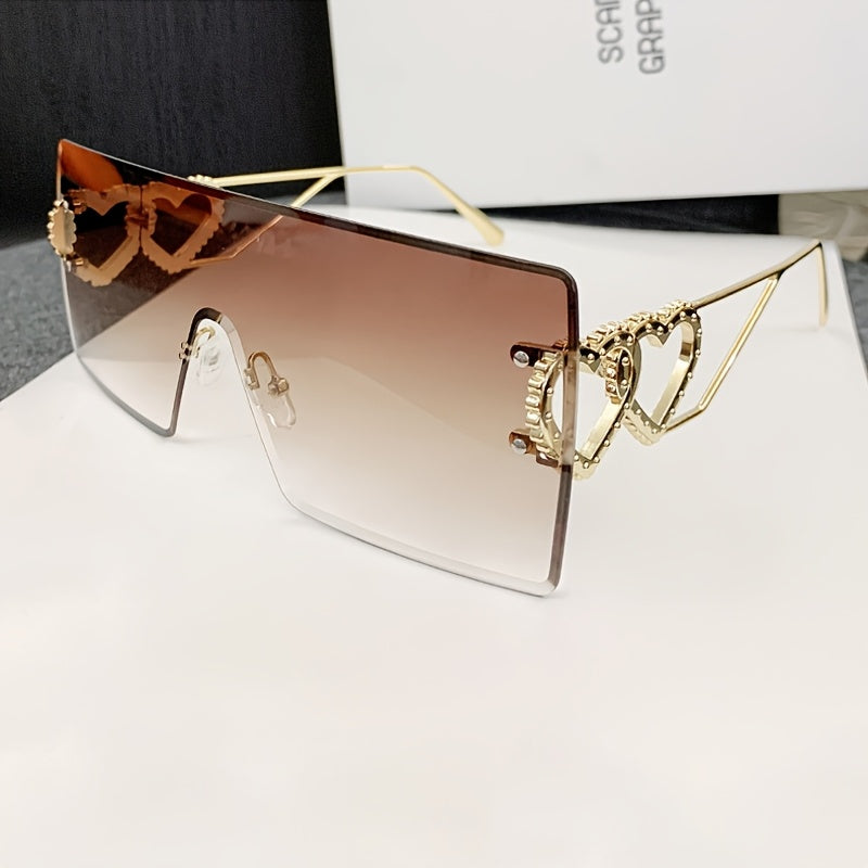 Lunettes de Mode Oversized pour Femmes avec Cadre Métallique Doré