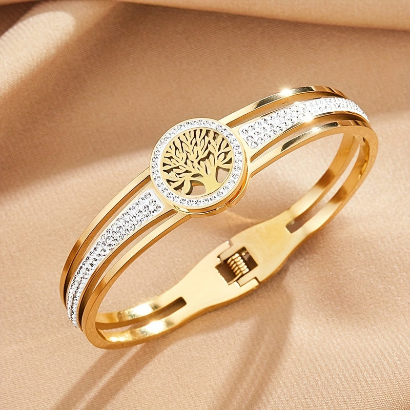 Men's Stainless Steel Tree of Life Bangle Bracelet