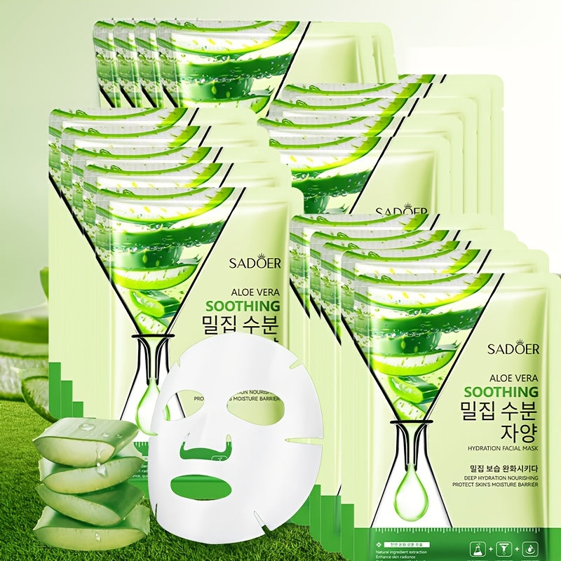 SADOER Aloe Vera Face Masks - 10 Pieces