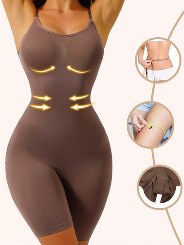 Combinaison de Yoga Élastique Femme - Jumpsuit Marron Élégant