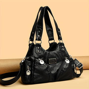 Vintage versatile faux leather handbag