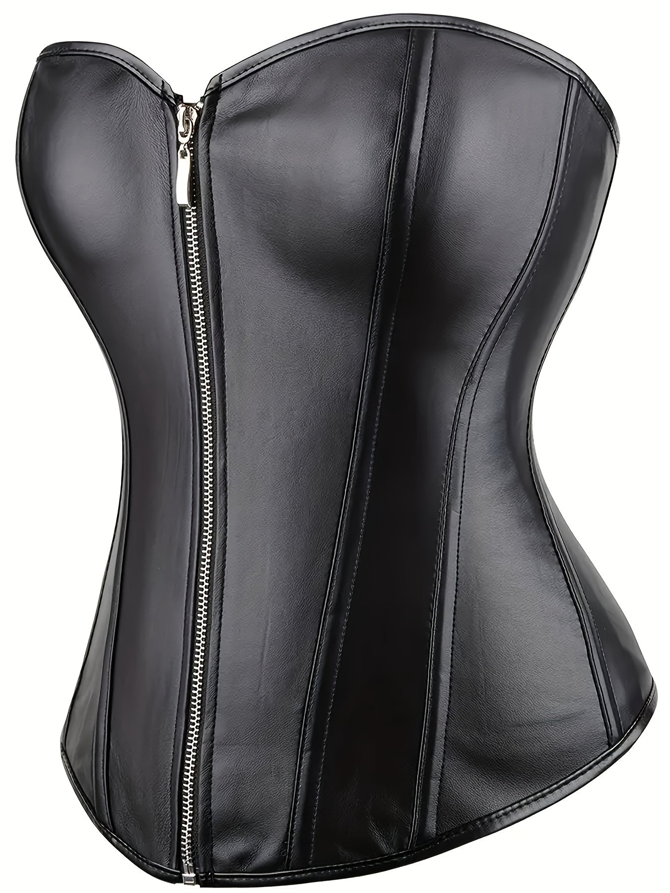 Corset Top Femme Élégant en Noir avec Fermeture Éclair