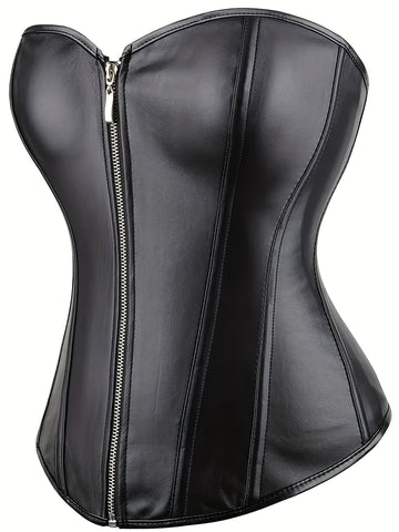 Elegant Women's Corset Top in Black with Zipper