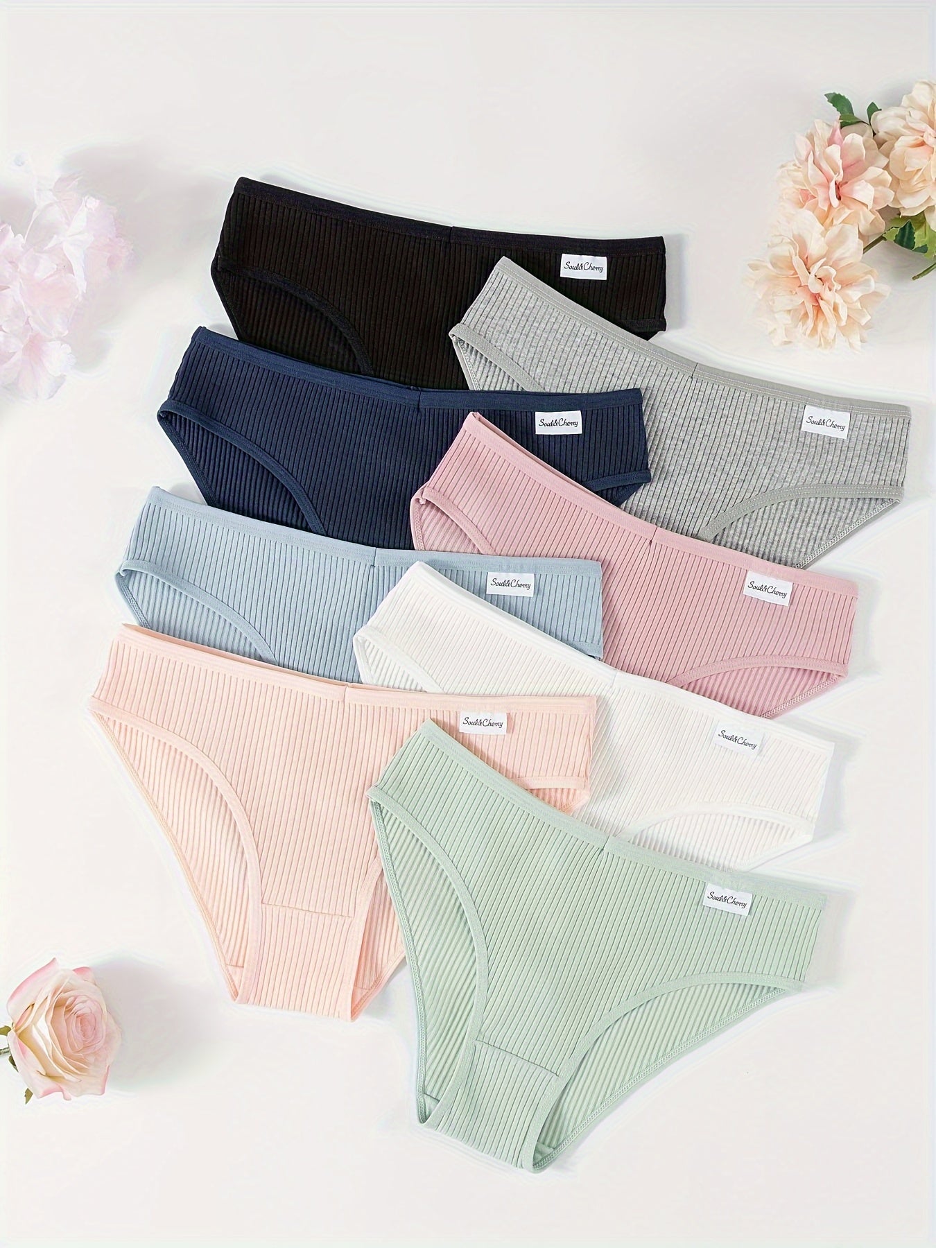 Pack of 8 Seamless Ribbed Women's Panties - Comfort and Elegance