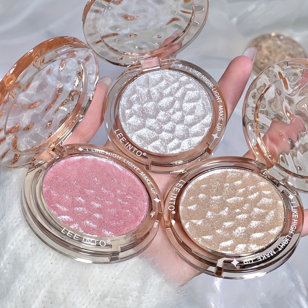 Compact Highlighter Brillant avec Paillettes Éclatantes