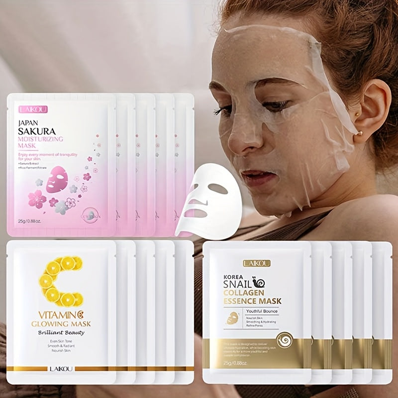 LAIKOU Hydrating Mask Set – 15 Radiant Masks