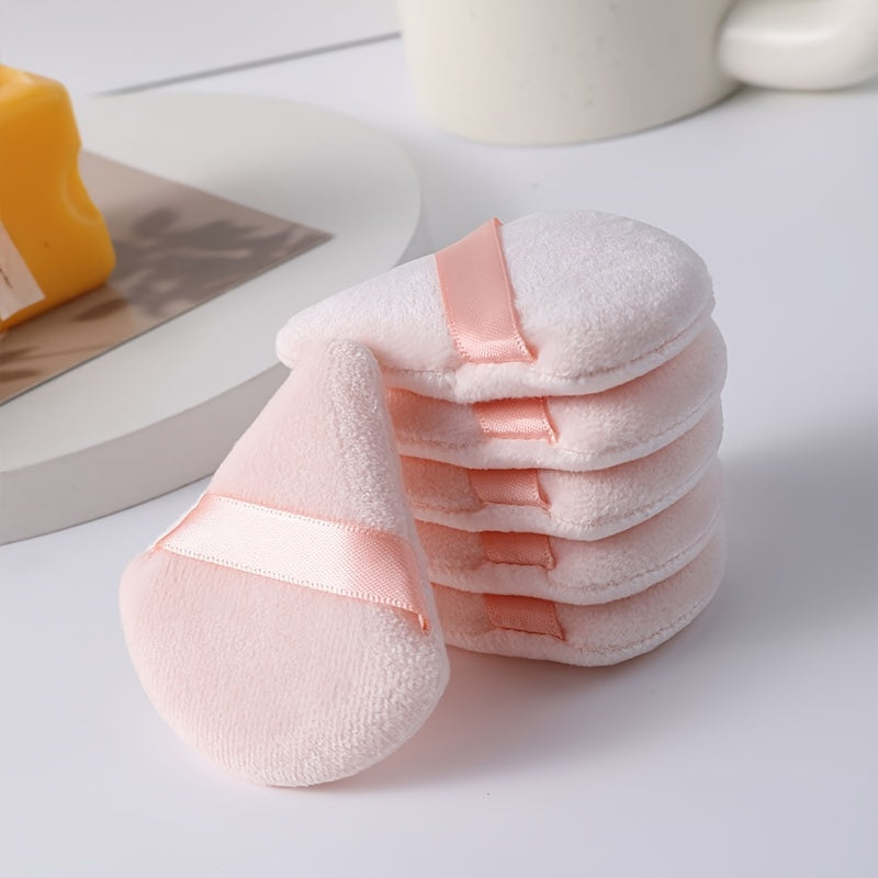 Soft Triangular Makeup Sponges - 6pcs with Pink Ribbon