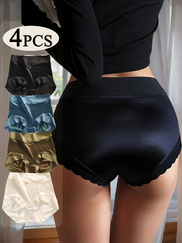 4-Pack Women's High Waist Satin Panties