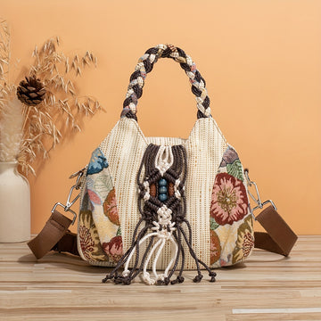 Adjustable shoulder bag in ethnic style