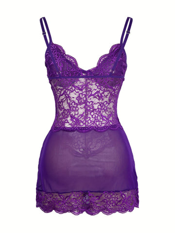 Robe en Dentelle Violet Sexy - Lingerie Confortable pour Femme