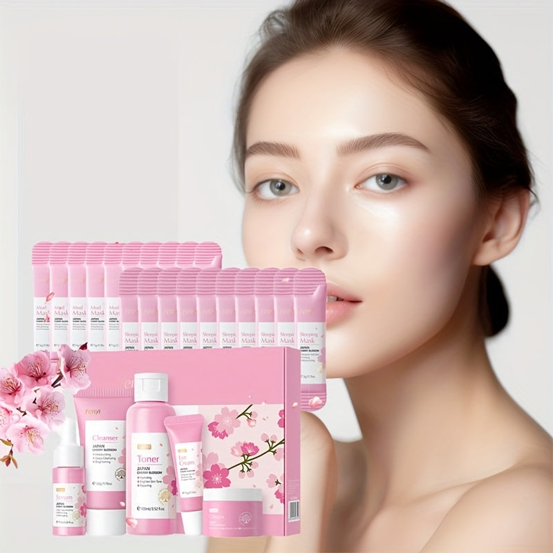 Coffret Soin Sakura 5pcs - Hydratation Quotidienne avec Acide Hyaluronique