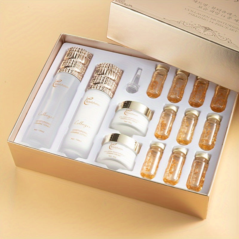 Ensemble de Soins de Peau au Collagène de Luxe 14pcs