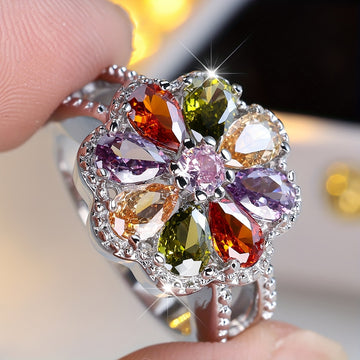 Elegant Floral Cubic Zirconia Ring