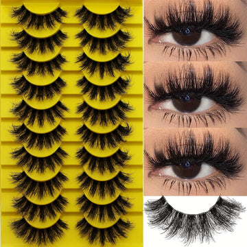 Jieshm 3D Russian Strip False Eyelashes - 10 Pairs Fluffy