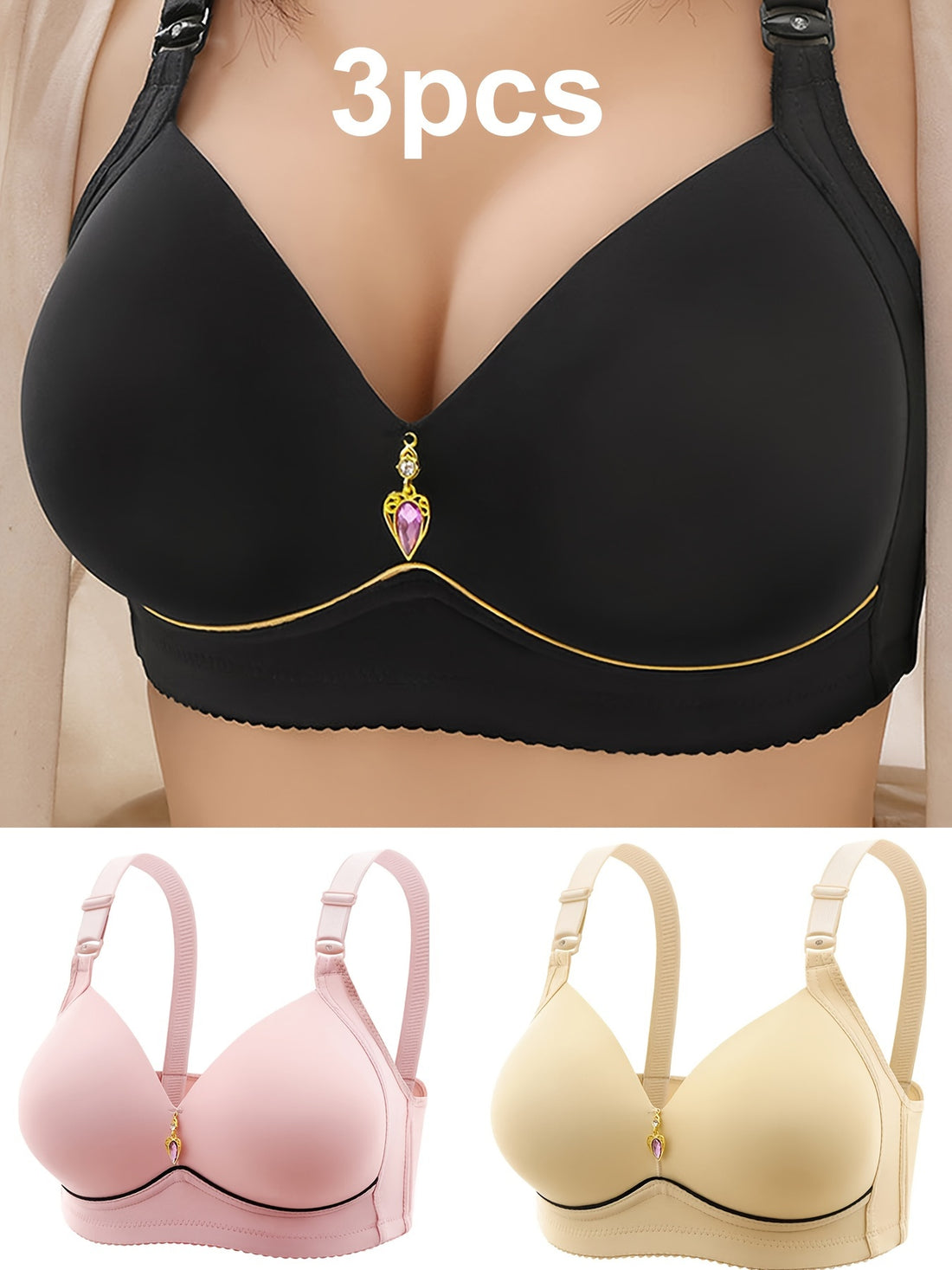 Elegant Polyamide Bras - 3 pieces