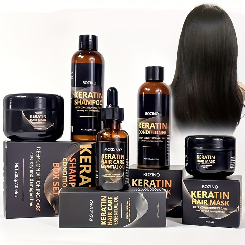 ROZINO Keratin: Complete 5-Piece Treatment for Silky Hair