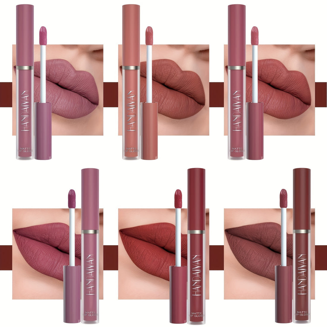 Set of 6 Matte Liquid Lipsticks - Long-lasting and Waterproof