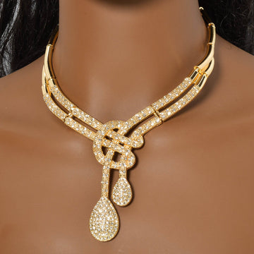 Luxury Copper Jewelry Set with Synthetic Zirconia