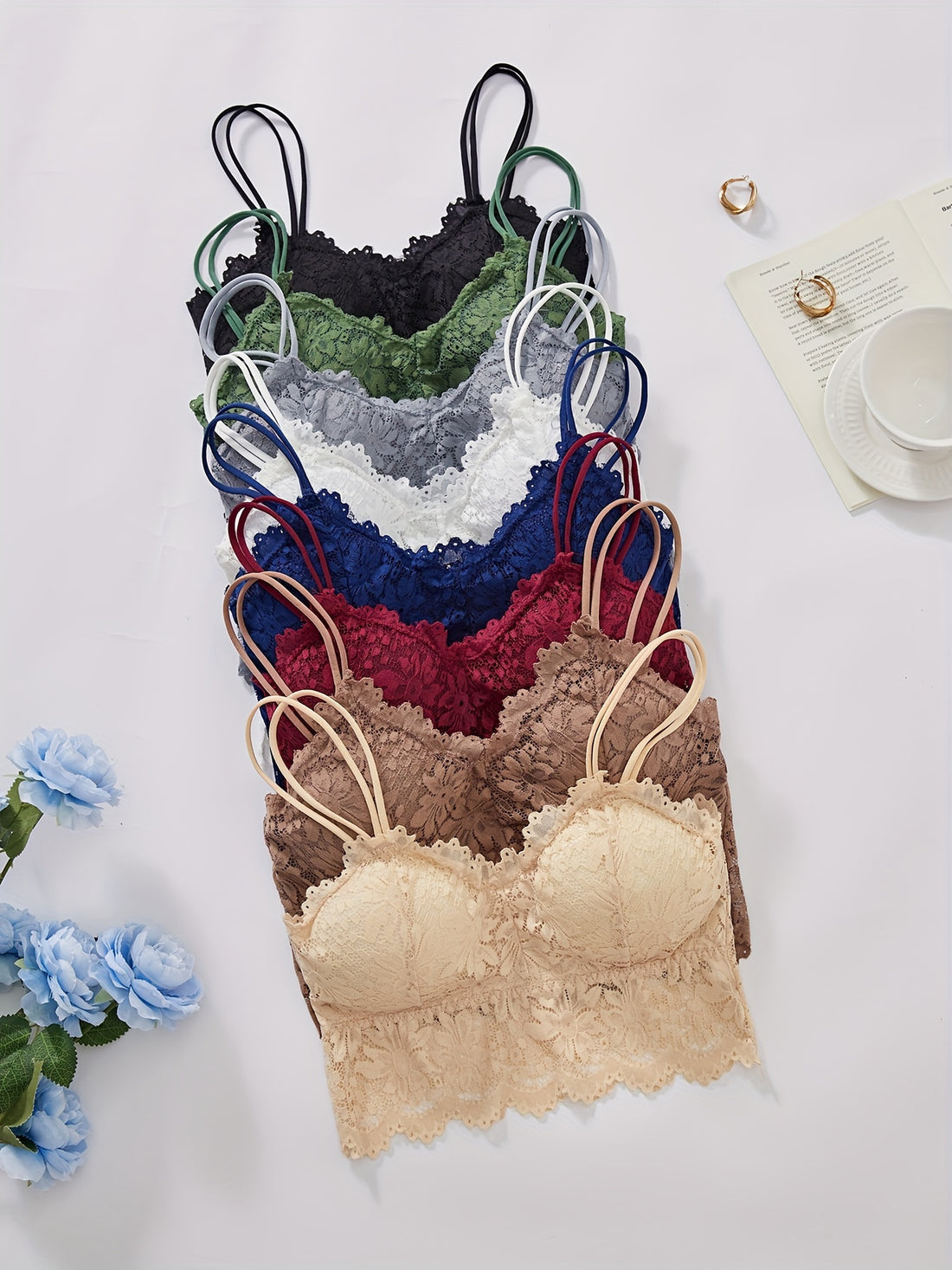 Floral Lace Bralettes - 8 Piece Set