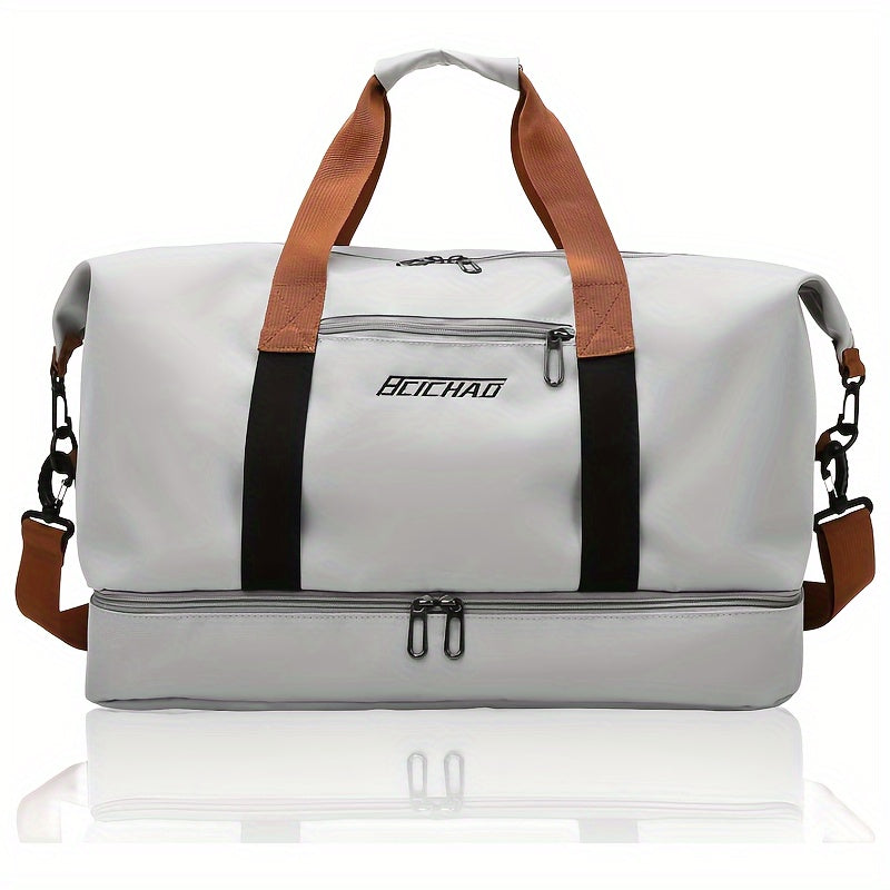 Oxford sports bag with shoe compartment and wet pocket