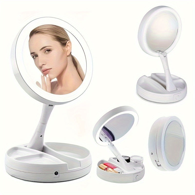 Double Sided LED Makeup Mirror with 10X Magnification