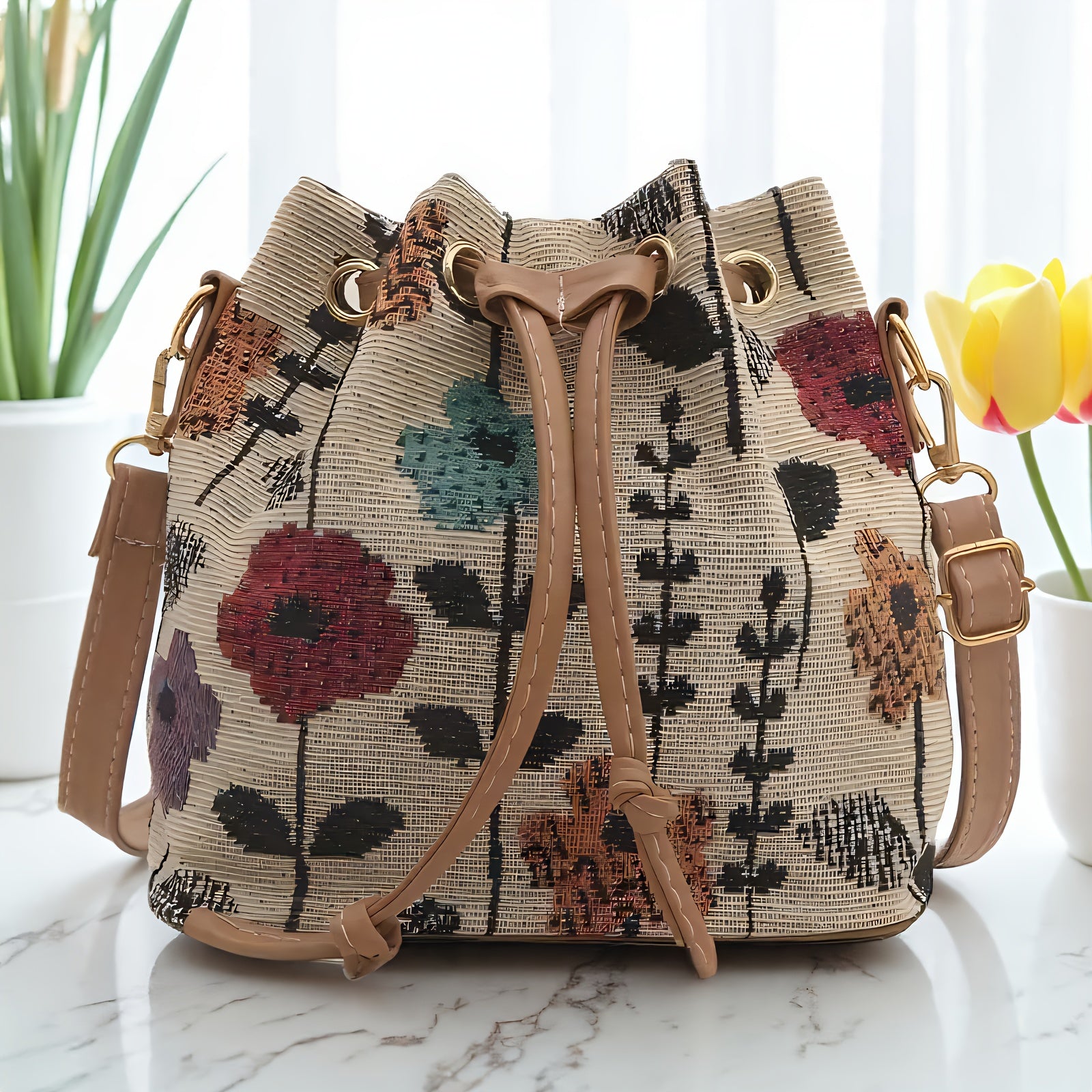 Sac à Main Femme Élégant à Motifs Floraux