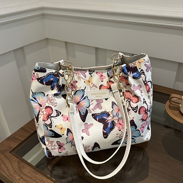 Stylish and versatile butterfly print canvas bag