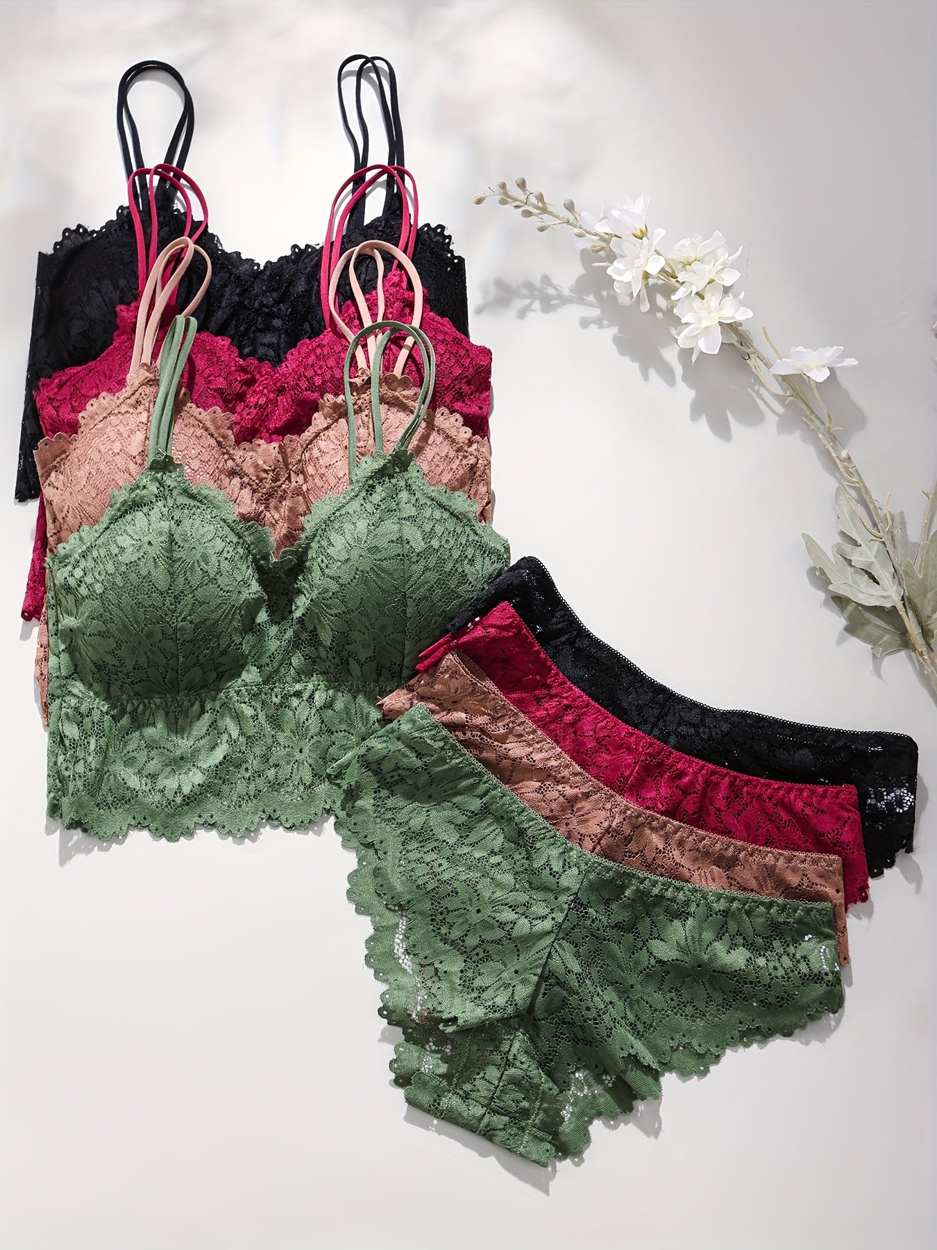 Women's Sexy Lace Lingerie Set - 4 Sets