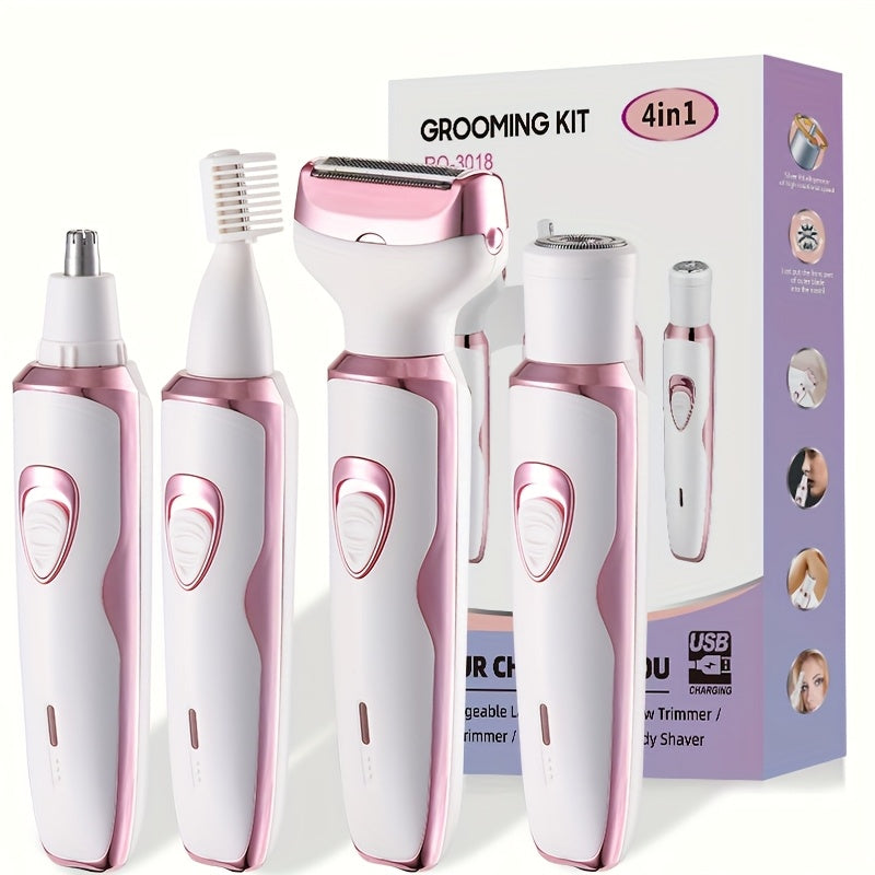 4-in-1 Electric Shaving Kit for Women - USB Rechargeable